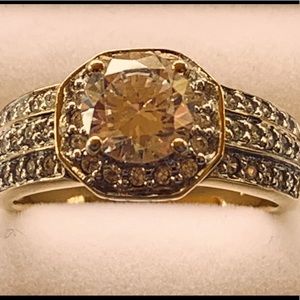 Cubic Zirconia Round Cut Ring Set In 14 K Gold Over Sterling Silver